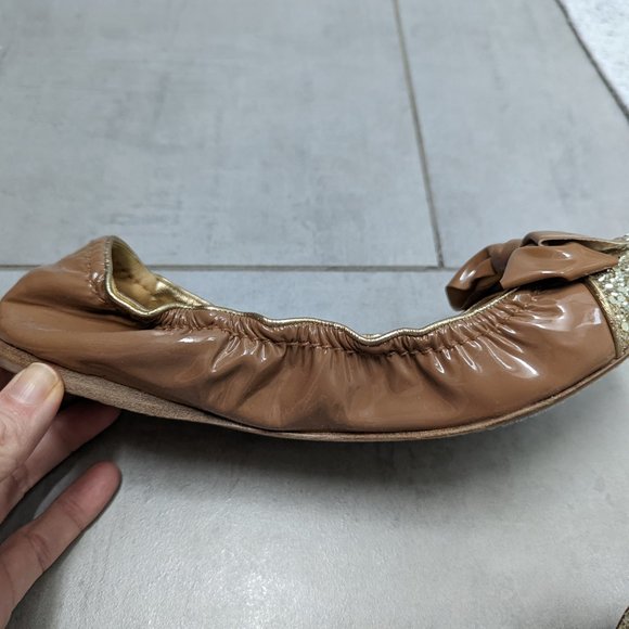 Miu Miu Tan/Silver Ballet flats. Size 40 - Picture 2 of 5